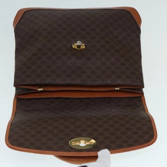 CELINE Macadam Canvas Hand Bag PVC Leather Brown Gold Auth 91294 - Picture 11 of 15